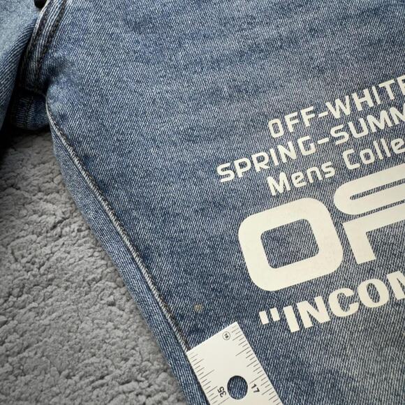 Off-White Jeans Men 33x31 Incompiuto Golden Ratio Graphic Italy Slim Straight - Picture 15 of 16